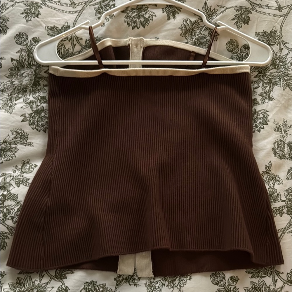 A&F Brown Ribbed Button-Front Tube Top - Picture 5 of 5